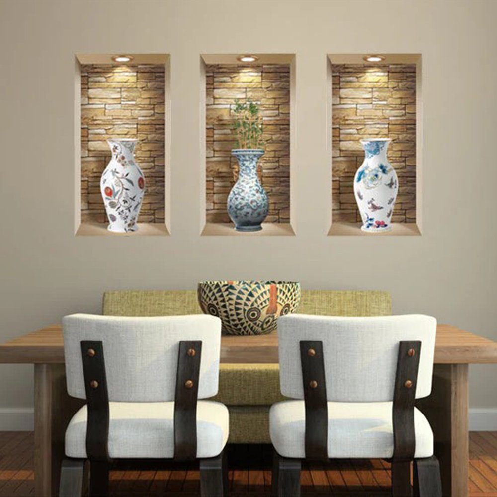 Set of Three Rue Faux Niche 3D Peel and Stick Wall Decals