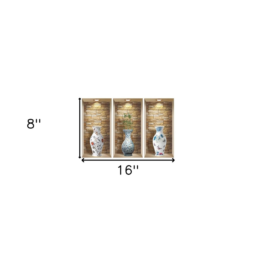 Set of Three Rue Faux Niche 3D Peel and Stick Wall Decals