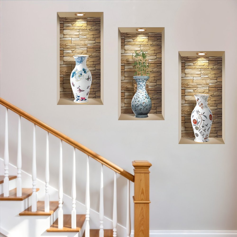 Set of Three Lea Faux Niche 3D Peel and Stick Wall Decals