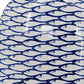 16" Blue And White Fish Print Oval Ceramic Table Vase