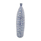 16" Blue And White Fish Print Oval Ceramic Table Vase