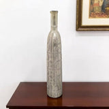 35" Silver Floral Glass Cylinder Floor Vase