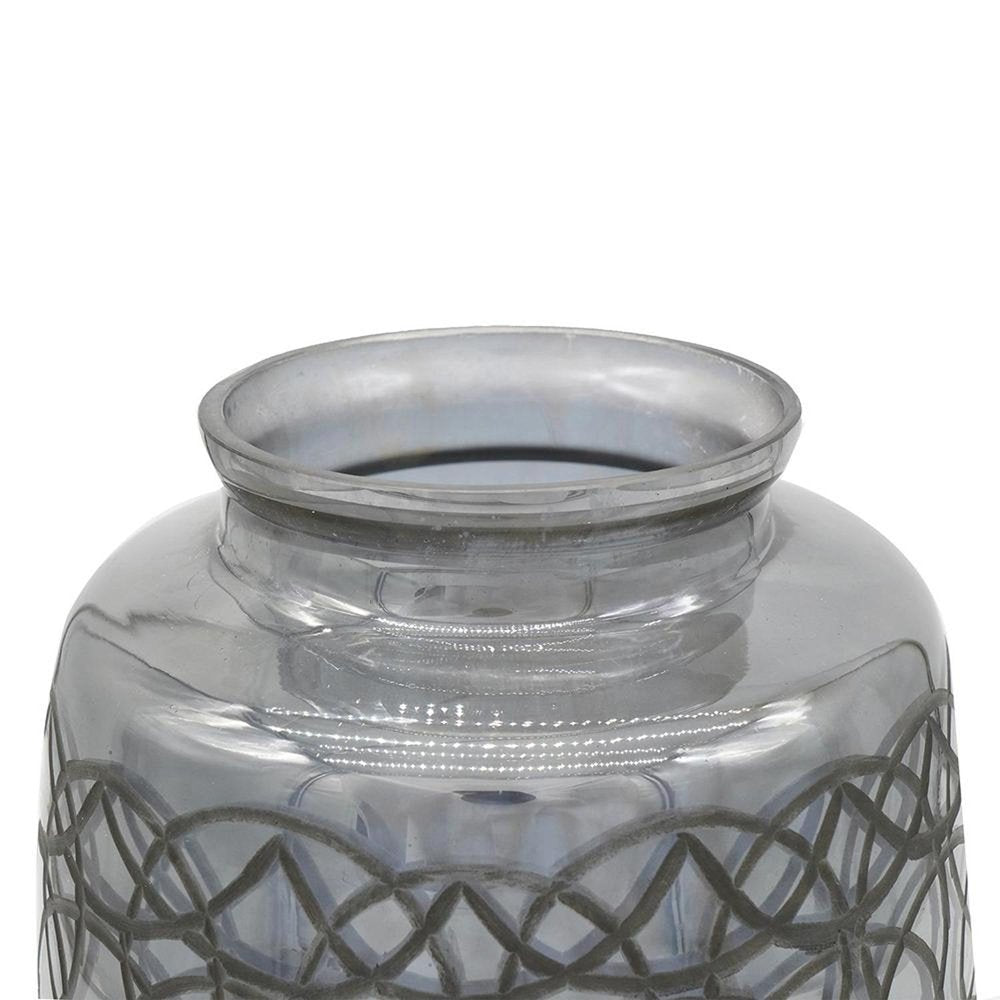 12" Dark Gray Geometric Round Glass Table Vase