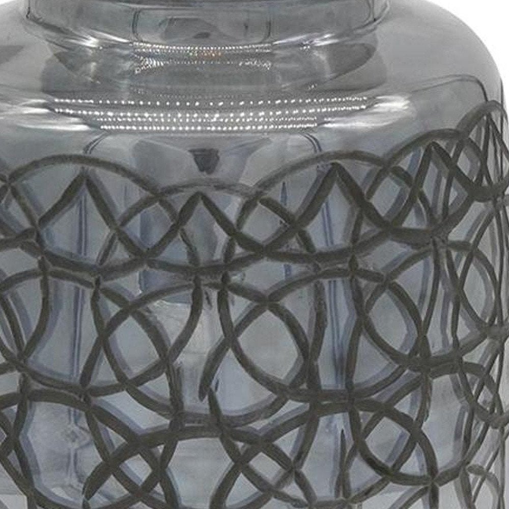 12" Dark Gray Geometric Round Glass Table Vase