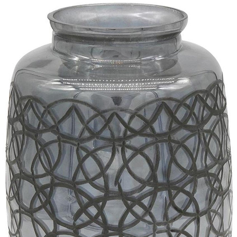 12" Dark Gray Geometric Round Glass Table Vase