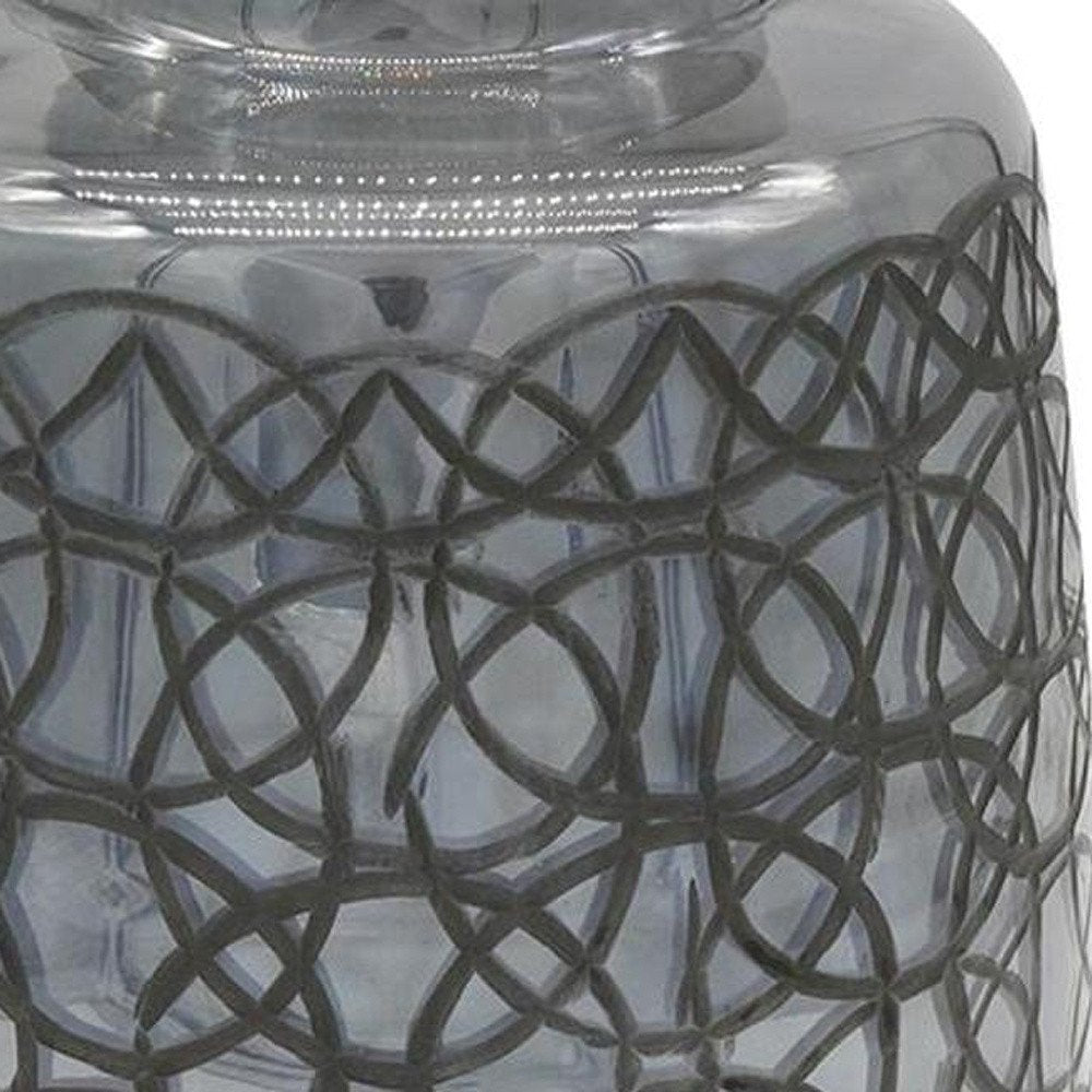 12" Dark Gray Geometric Round Glass Table Vase