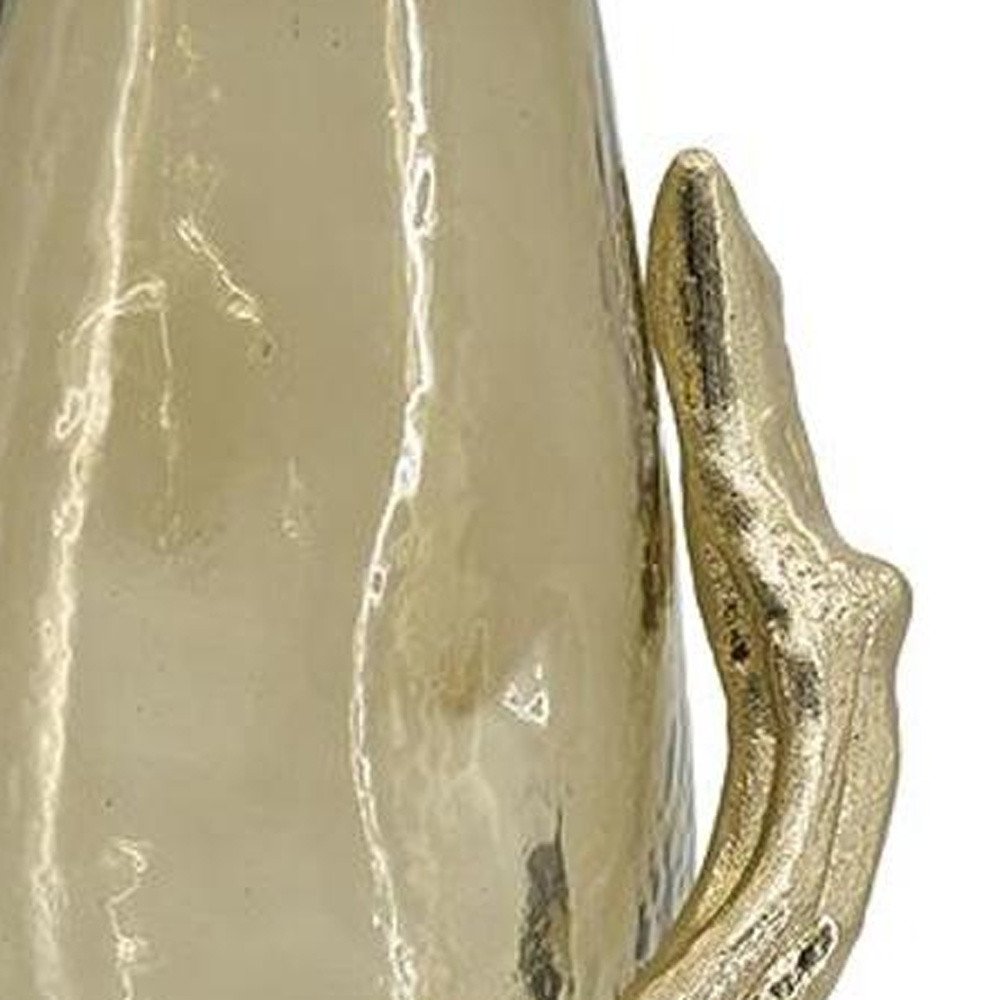 18" Champagne Glass And Metal Table Vase