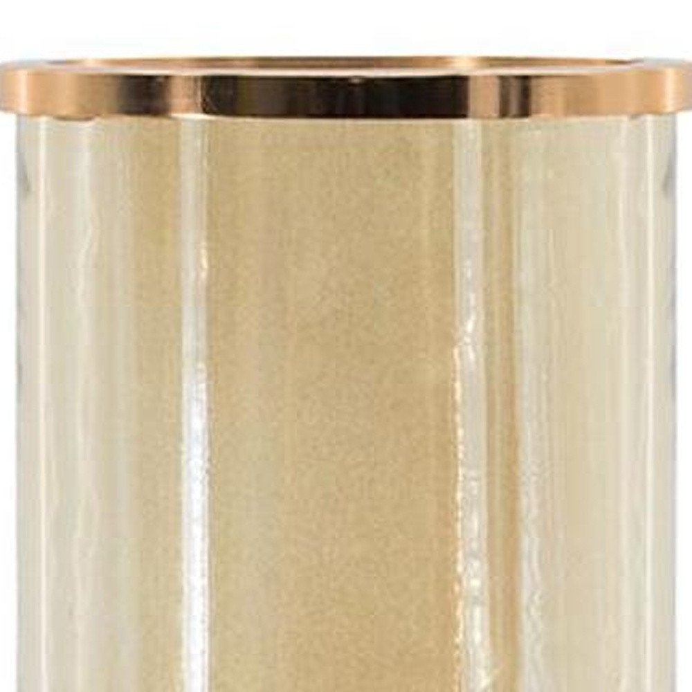 16" Gold And White Glass And Marble Table Vase