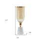 16" Gold And White Glass And Marble Table Vase