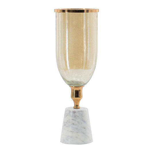16" Gold And White Glass And Marble Table Vase