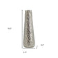 19" Silver Cast Aluminum Carved Geometric Table Vase