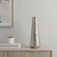 19" Silver Cast Aluminum Carved Geometric Table Vase