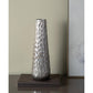 19" Silver Cast Aluminum Carved Geometric Table Vase