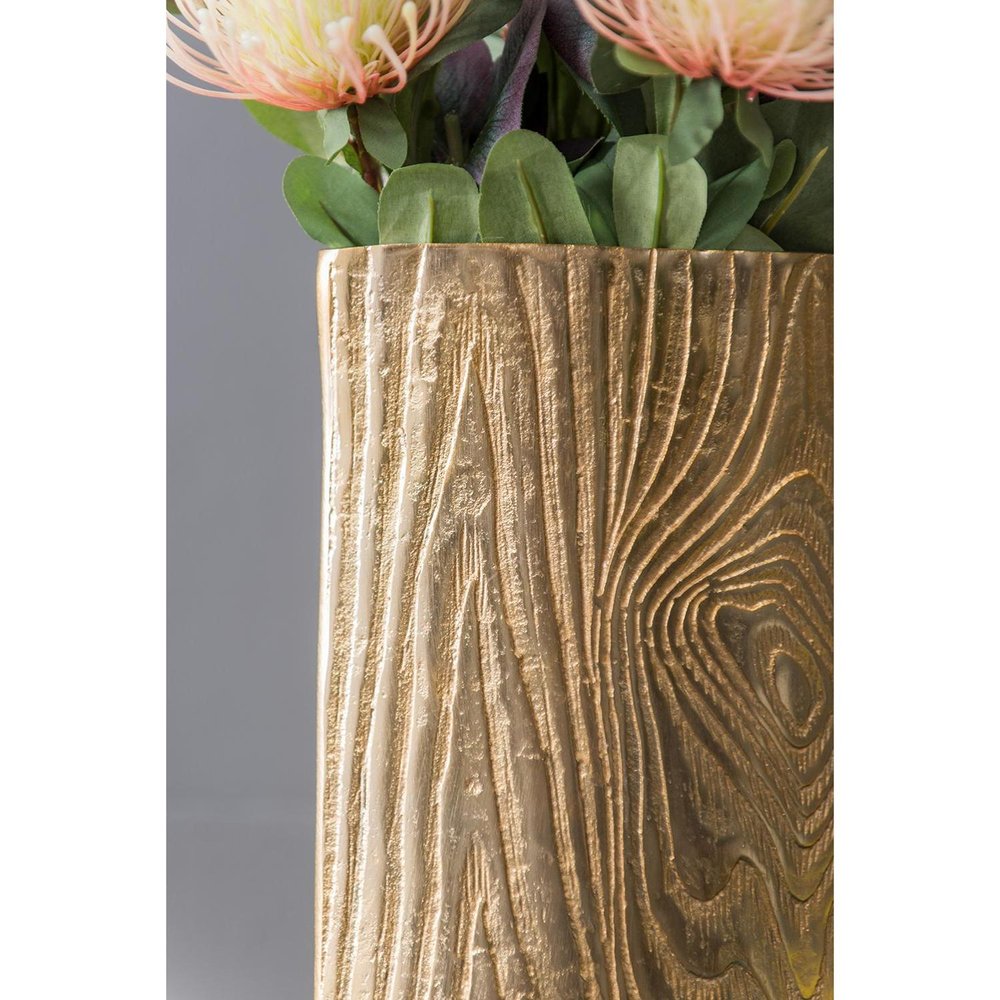 10" Gold Aluminum Oval Faux Wood Table Vase