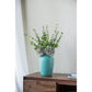 13" Aqua And Terra Cotta Ceramic Round Table Vase