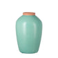 13" Aqua And Terra Cotta Ceramic Round Table Vase