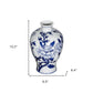 10" Blue And White Floral Round Porcelain Table Vase
