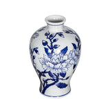 10" Blue And White Floral Round Porcelain Table Vase