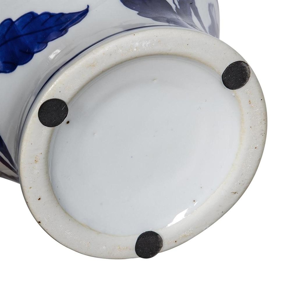 10" Blue And White Floral Round Porcelain Table Vase