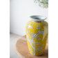 11" Yellow and White Porcelain Floral Round Table Vase