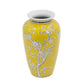 11" Yellow and White Porcelain Floral Round Table Vase