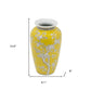11" Yellow and White Porcelain Floral Round Table Vase