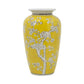 11" White And Yellow Floral Porcelain Urn Table Vase