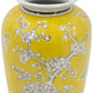 11" White And Yellow Floral Porcelain Urn Table Vase