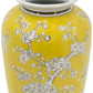11" Yellow and White Porcelain Floral Round Table Vase