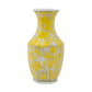14" Yellow And White Chinoiserie Floral Porcelain Table Vase