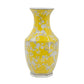 14" Yellow And White Chinoiserie Floral Porcelain Table Vase