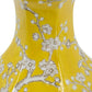 14" Yellow and White Porcelain Floral Round Table Vase