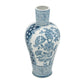 17" Light Blue And White Floral Round Porcelain Table Vase