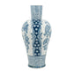 17" Light Blue And White Floral Round Porcelain Table Vase