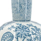 17" Light Blue And White Floral Round Porcelain Table Vase