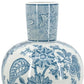 17" Light Blue And White Floral Round Porcelain Table Vase