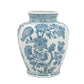 11" Light Blue And White Floral Round Porcelain Jar