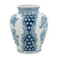 11" Light Blue And White Floral Round Porcelain Jar