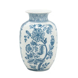 9" Light Blue And White Floral Round Porcelain Jar