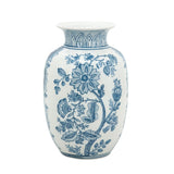 9" Light Blue And White Floral Round Porcelain Jar