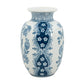 9" Light Blue And White Floral Round Porcelain Jar