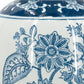 15" Light Blue And White Floral Porcelain Urn Vase