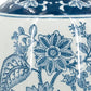 15" Light Blue And White Floral Porcelain Urn Vase