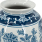 15" Light Blue And White Floral Porcelain Urn Vase