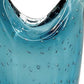 10" Cerulean And Clear Bubble Glass Oval Table Vase
