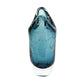 10" Cerulean And Clear Bubble Glass Oval Table Vase
