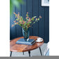 10" Cerulean And Clear Bubble Glass Oval Table Vase