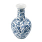24" Blue And White Floral Curved Porcelain Table Vase