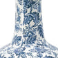 24" Blue And White Floral Curved Porcelain Table Vase
