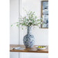 24" Blue And White Floral Curved Porcelain Table Vase
